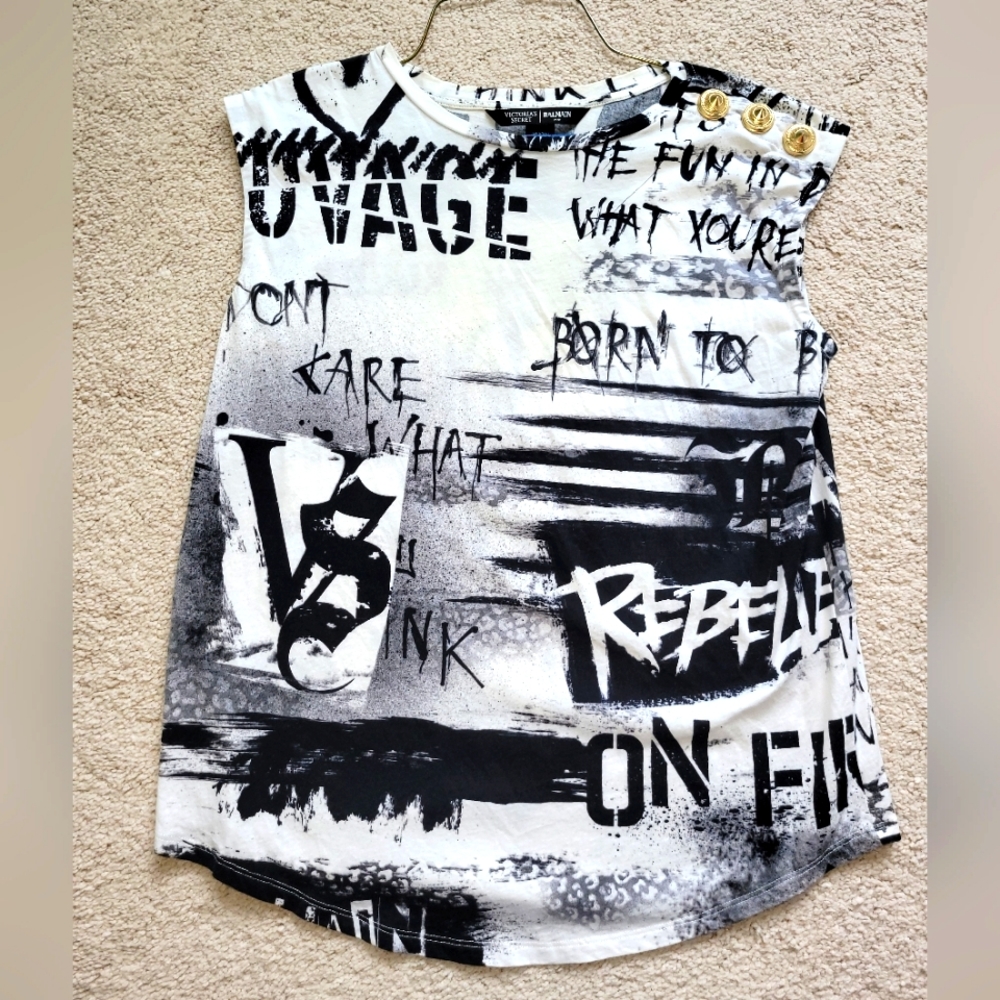 Victoria's secret Balmain graffiti tank